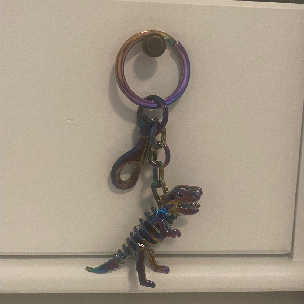 Coach Iridescent Rexy Dinosaur Keychain